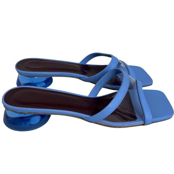 Staud Simone Clear Mule Heels Size 37 Blue & Clear Design - Picture 2 of 6